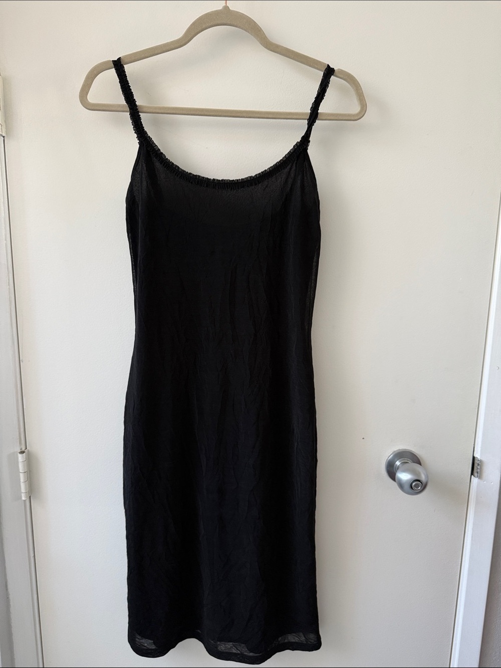 Armani Exchange A/X Classic Black Slip Dress wrinkle effect XS